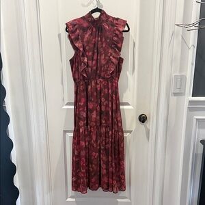 Steve Madden Maroon Floral Smocked Maxi Dress Size L